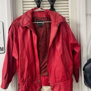 100% GENUINE RED LEATHER JACKET PERFECT CONDITION VINTAGE